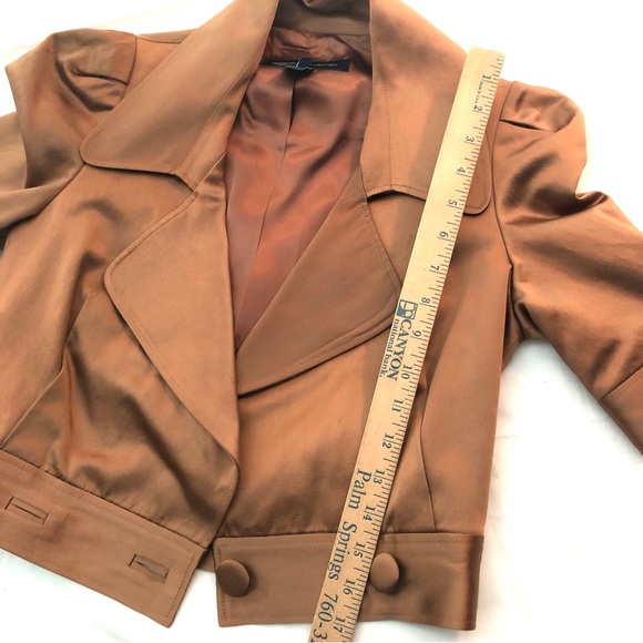 French Connection silky polished cotton blend short sleeve crop jacket - Picture 7 of 7